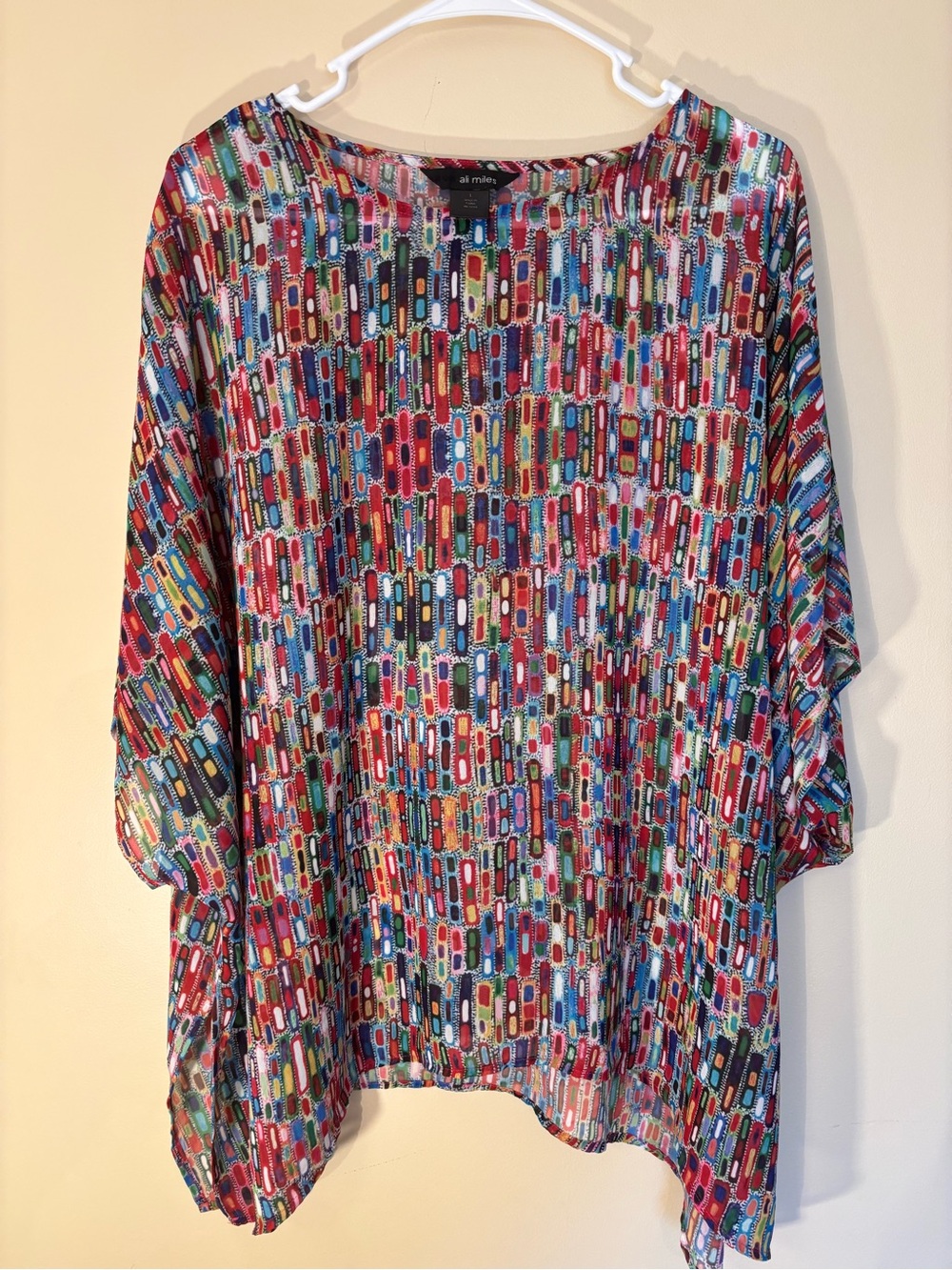 Ali Miles Multicolor Geometric Print Tunic - Red, Blue, Green, Yellow